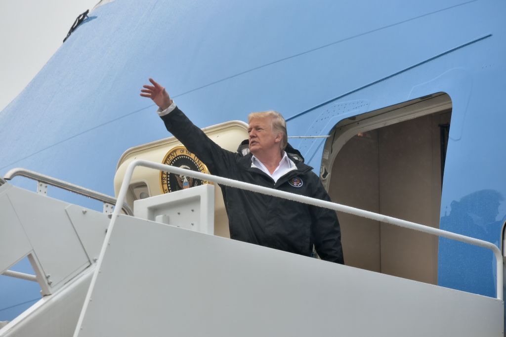 President Trump boards Air Force One.