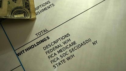 pay stub showing tax withholding
