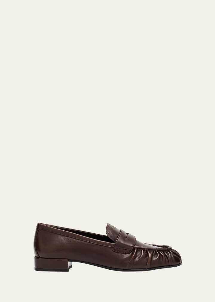 Ruched Leather Loafers