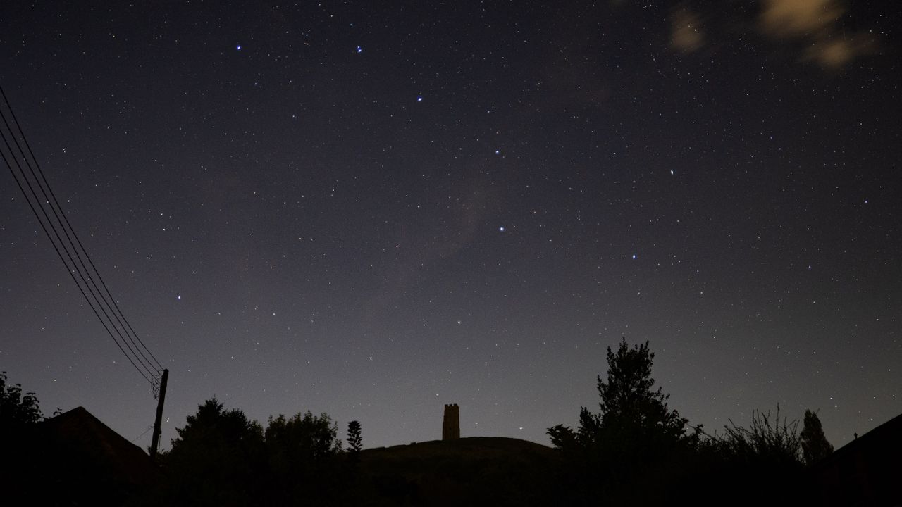 the big dipper over Glastonbury Tor at night