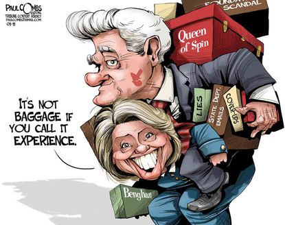 Political cartoon U.S. Bill Hillary Clinton Baggage