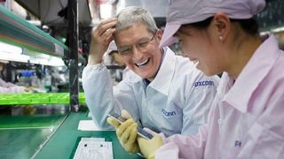 Tim Cook on a Foxconn production line