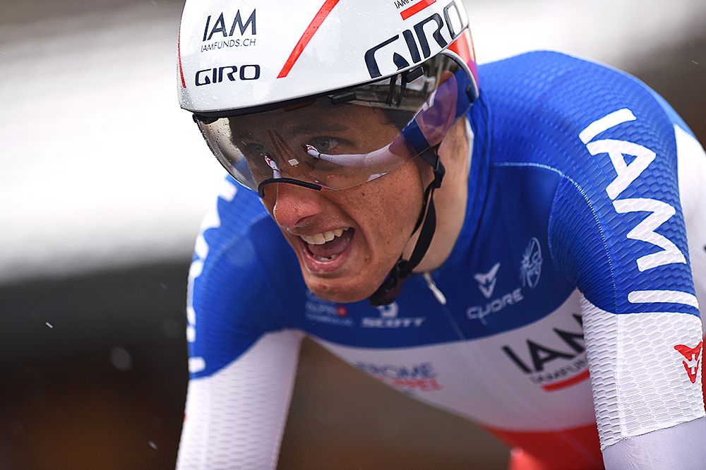 Jerome Coppel (IAM Cycling) during the Tour de Romandie prologue