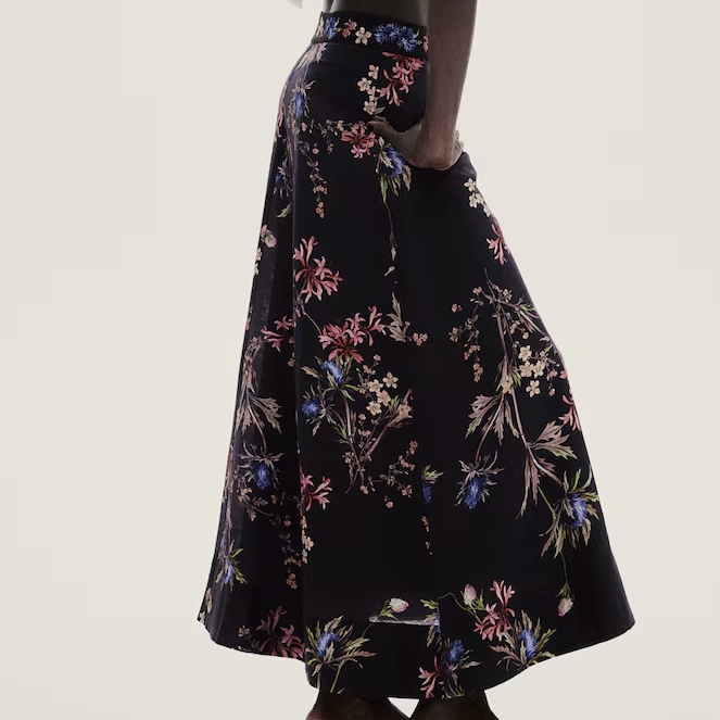 H&M Long Flared Floral Skirt