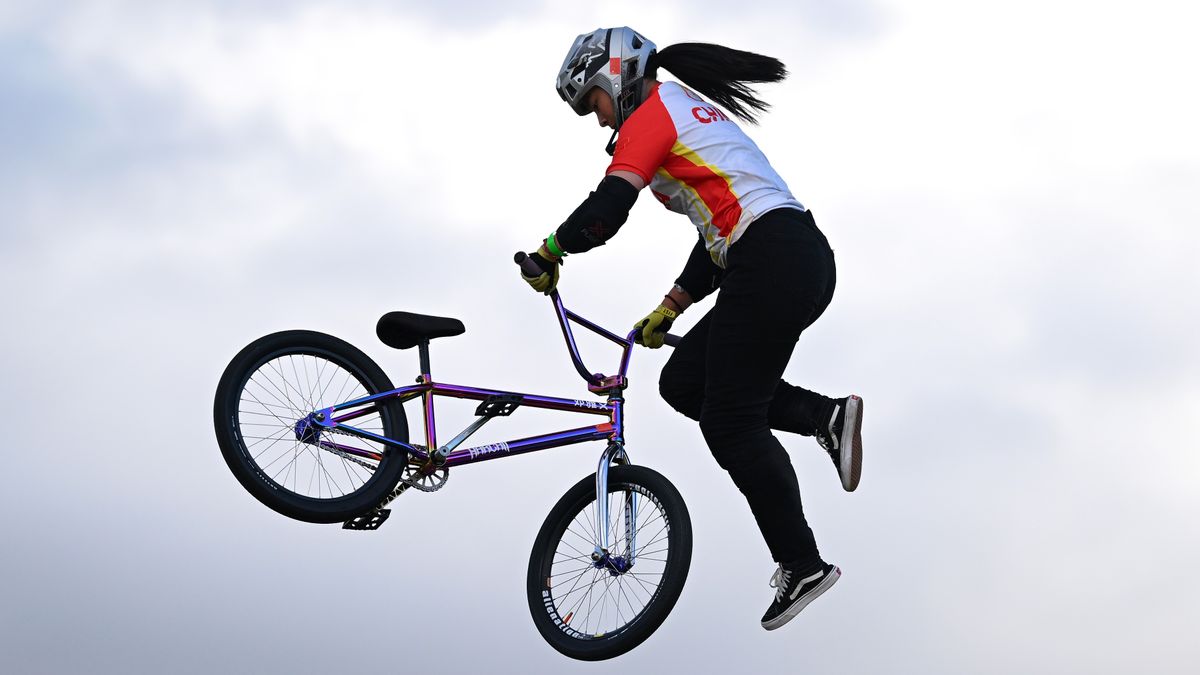 Yawen Deng of People&#039;s Republic of China competes in her second run ahead of UCI BMX World Championships 2024