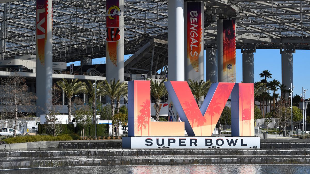 Super Bowl LVI logo at the SoFi stadium