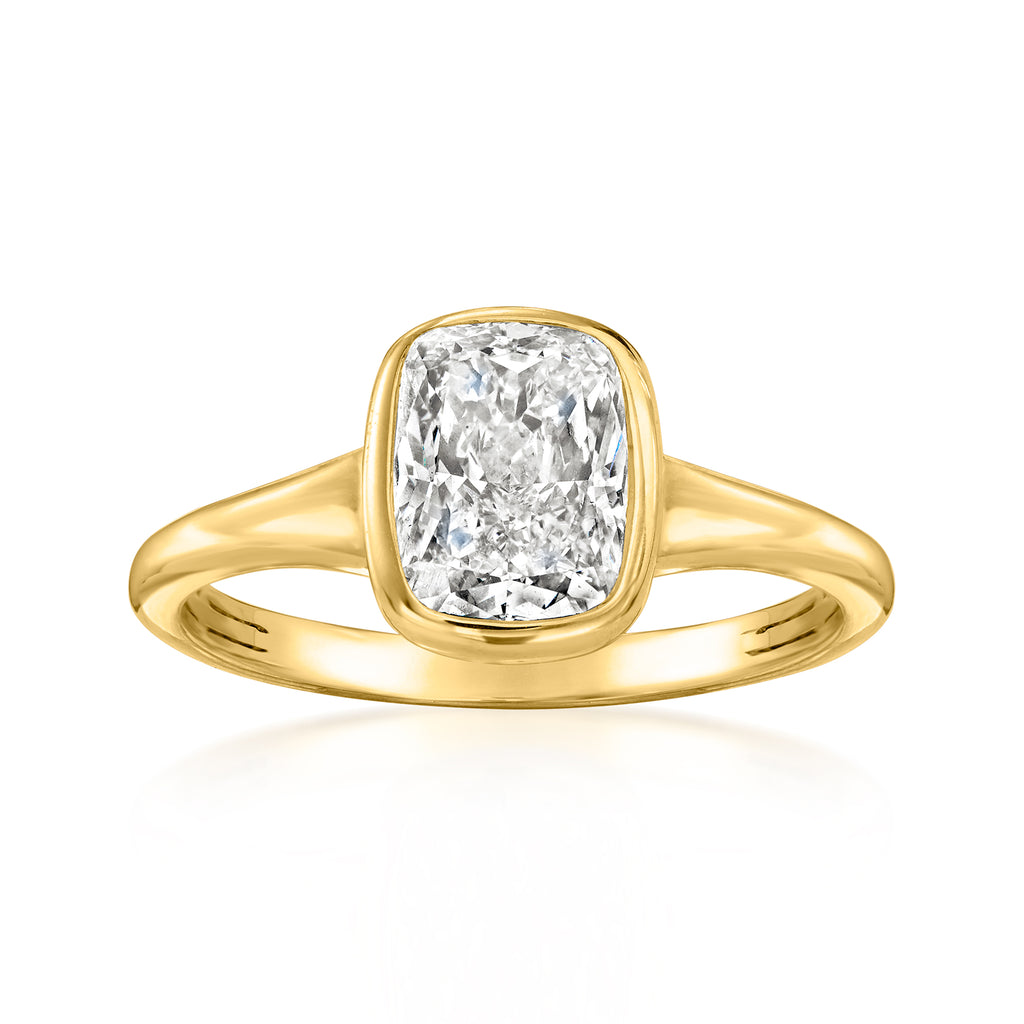 2.00 Carat Bezel-Set Lab-Grown Diamond Ring in 14kt Yellow Gold