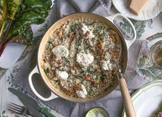 Swiss chard and ricotta risotto with walnuts