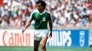Hugo Sanchez of Mexico in action during the 1986 FIFA World Cup