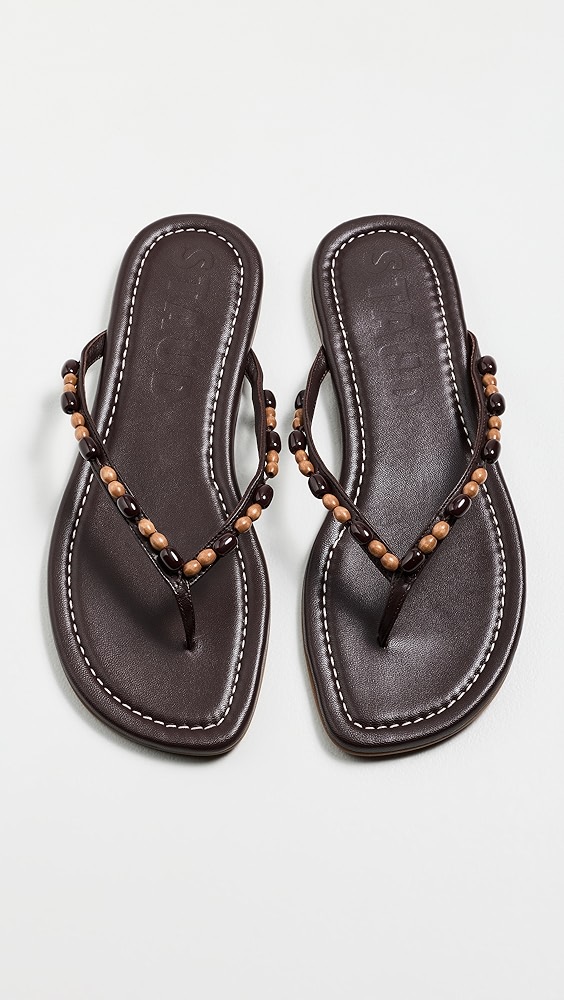 Freja Thong Sandals - Wood Beads