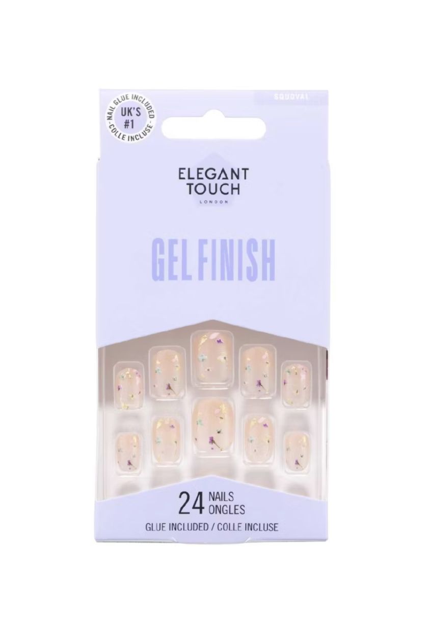 Elegant Touch Gel Finish Pressed Petals False Nails