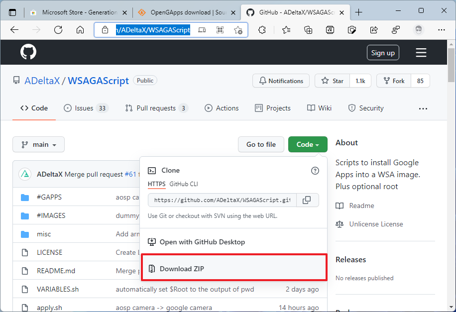 Download WSAGAScript from Github