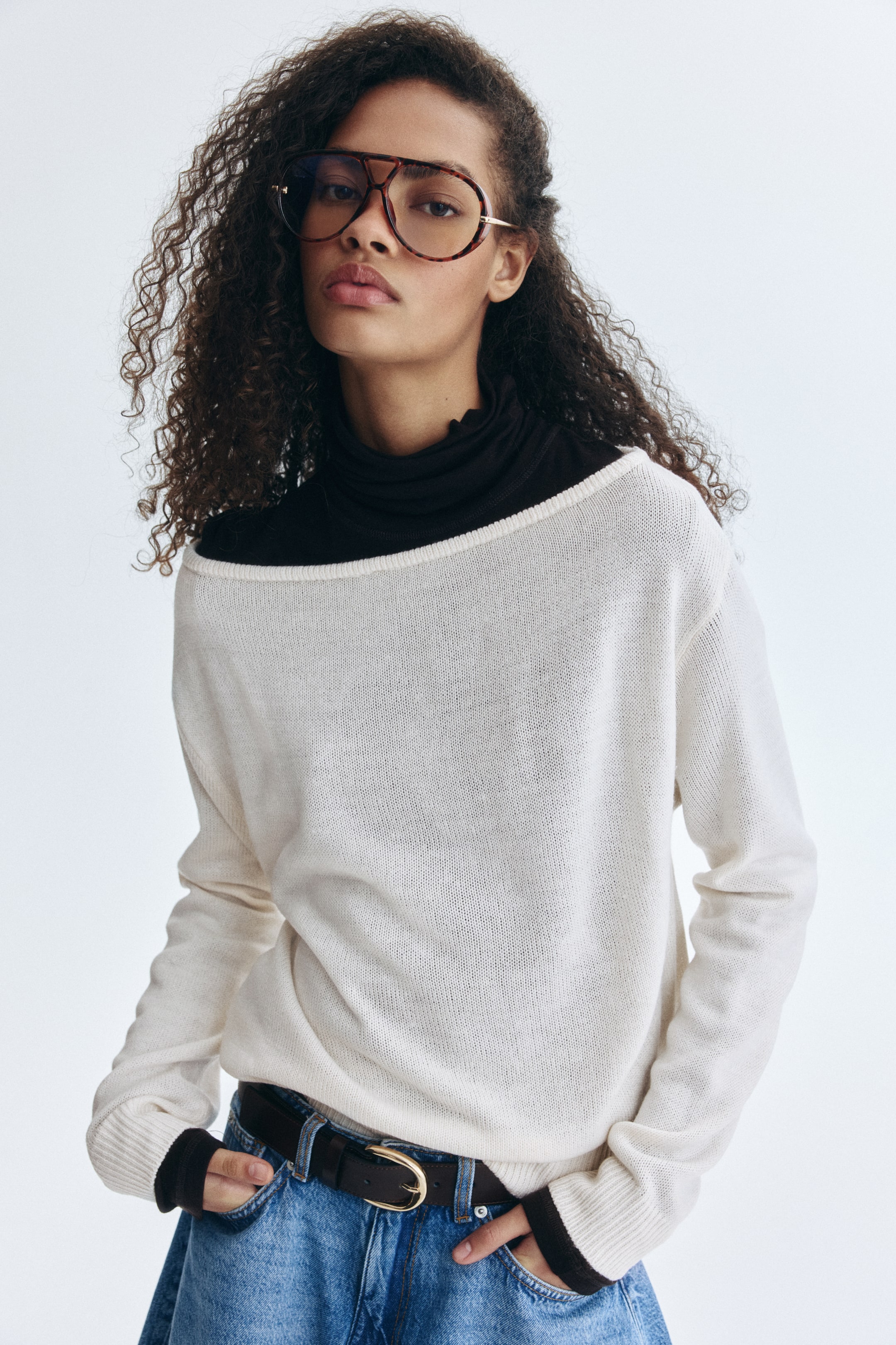 Off-The-Shoulder Sweater - Dark Taupe