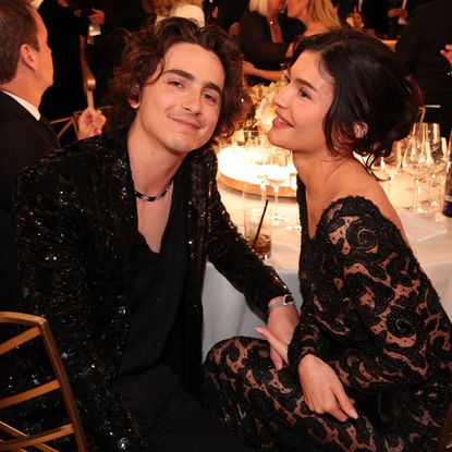 Timoth&eacute;e Chalamet and Kylie Jenner attend the Golden Globe Awards