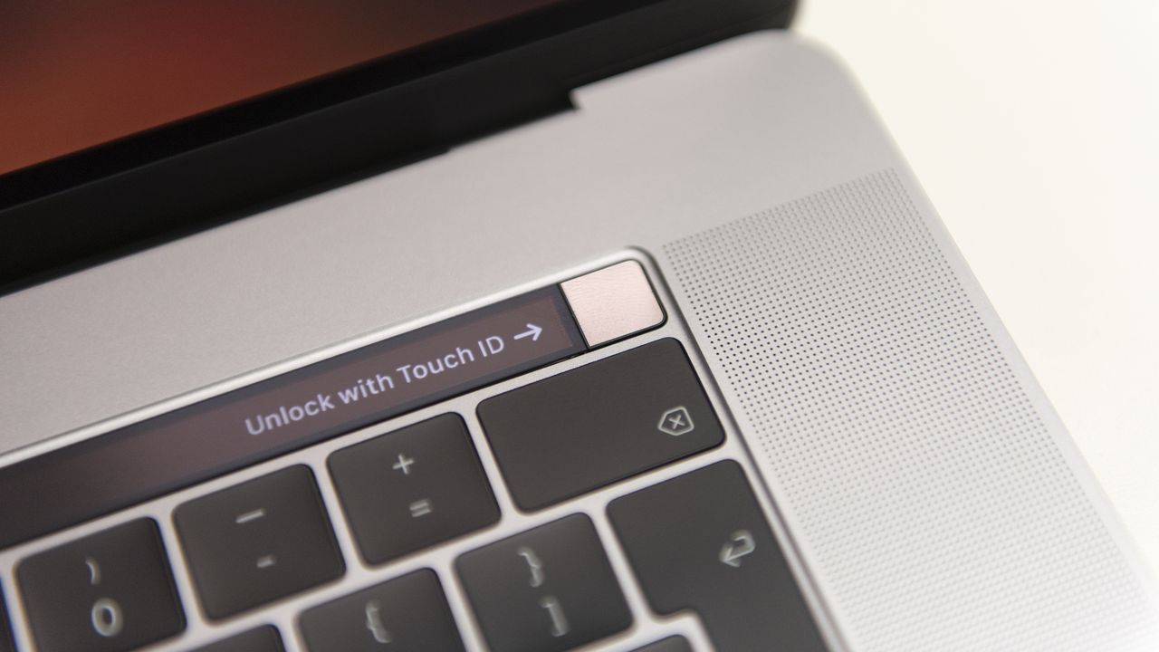 Close up of the Apple MacBook Pro 15in (2018) Touch ID button