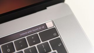 Close up of the Apple MacBook Pro 15in (2018) Touch ID button