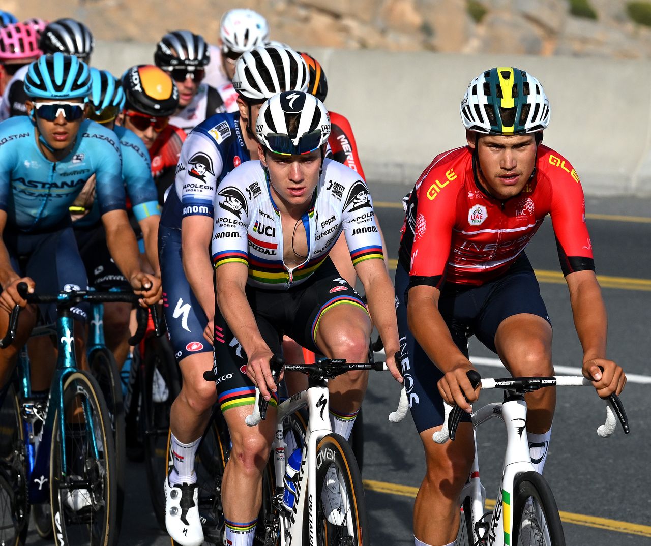 Remco Evenepoel and Luke Plapp at the UAE Tour