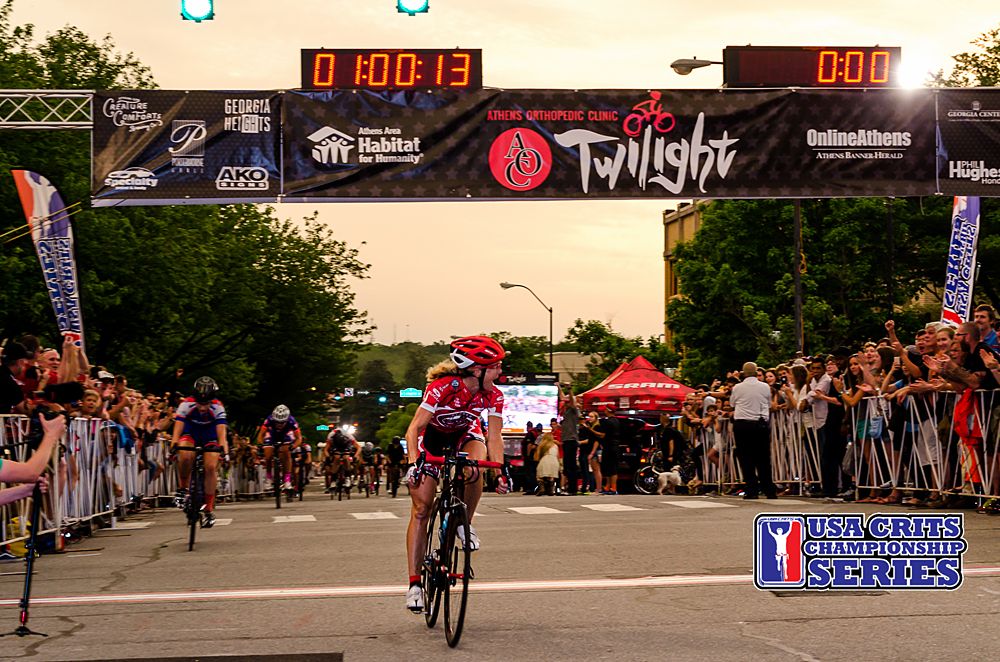 Tina Pic won her second Athens Twilight Criterium in as many years on Saturday