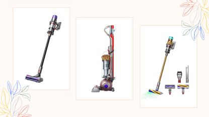 Composite image of three Dyson cordless vacuums included in the Dyson week sale