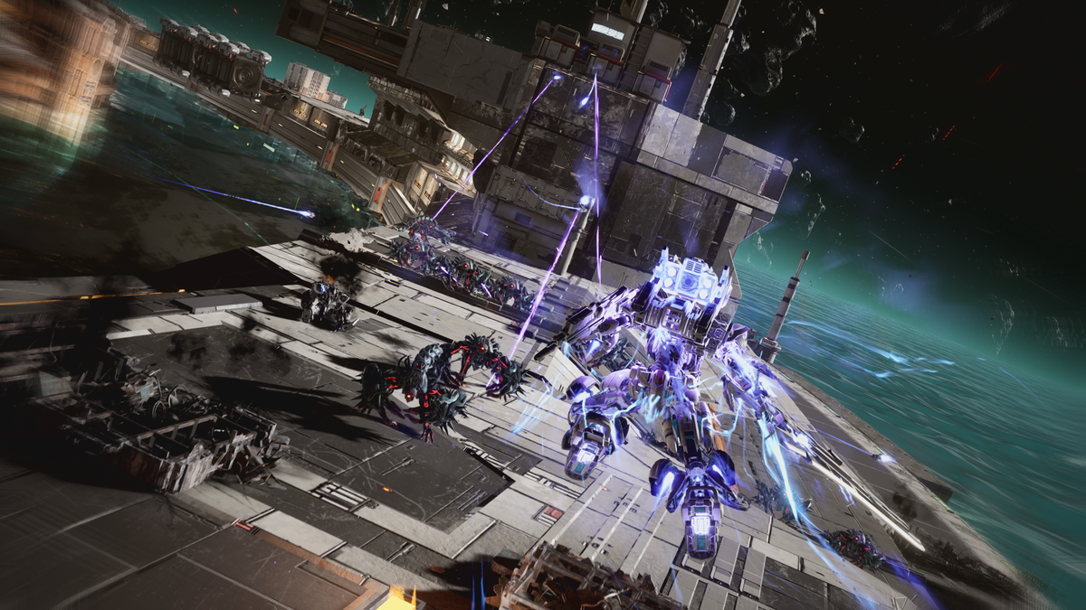Screens and art for an anime mech game