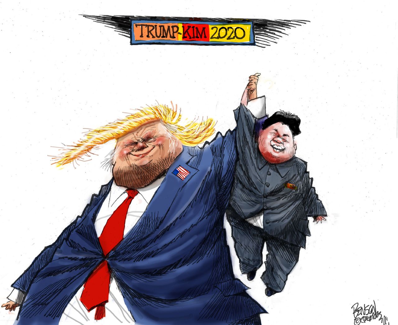 Political Cartoon U.S. Trump Kim Jong Un Meeting North Korea DMZ