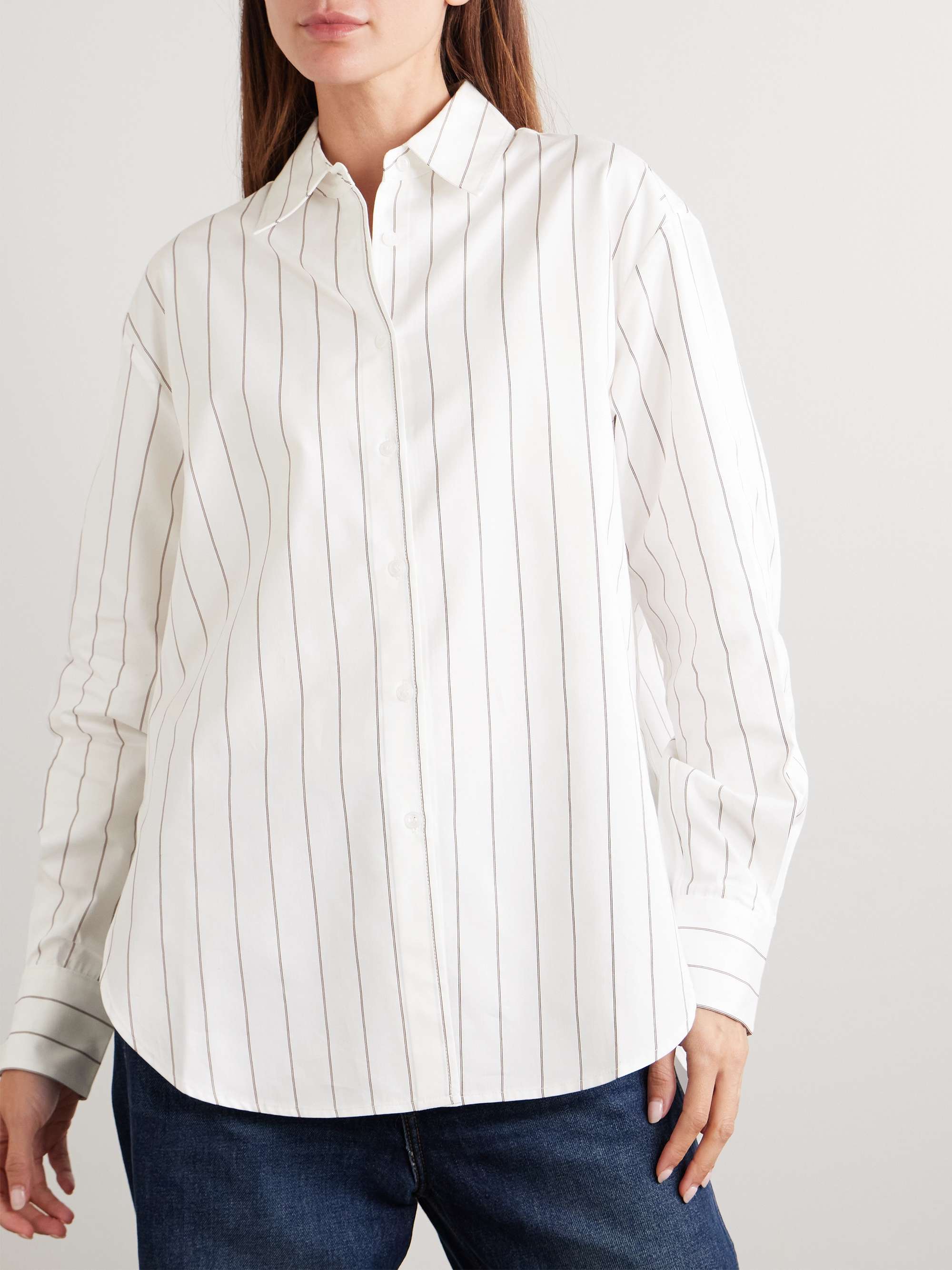 Peri Striped Cotton-Blend Poplin Shirt