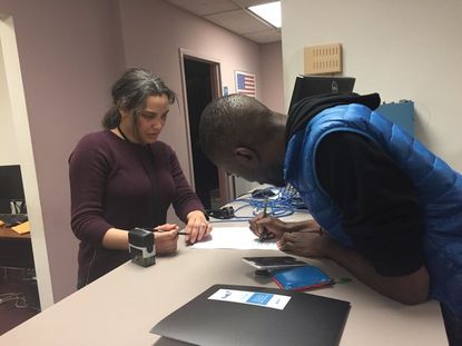 DeRay Mckesson files the forms necessary to run for mayor of Baltimore.