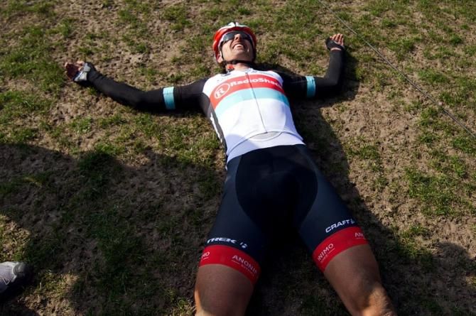 Fabian Cancellara (RadioShack-Leopard) recovers after giving it all to win