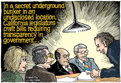Political cartoon U.S. California transparency