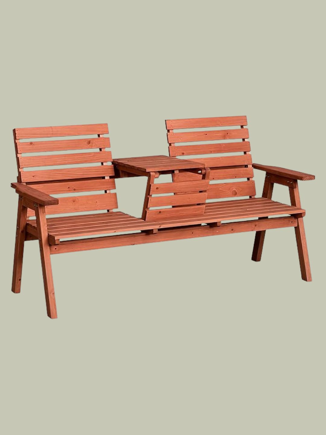 Outsunny , 2 Seater Wooden Garden Bench with Convertible Middle Table