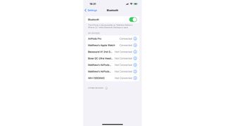 Apple iPhone Bluetooth settings screen