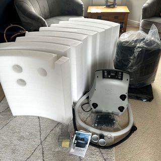 The components of the Wave Osaka hot tub ready for assembly