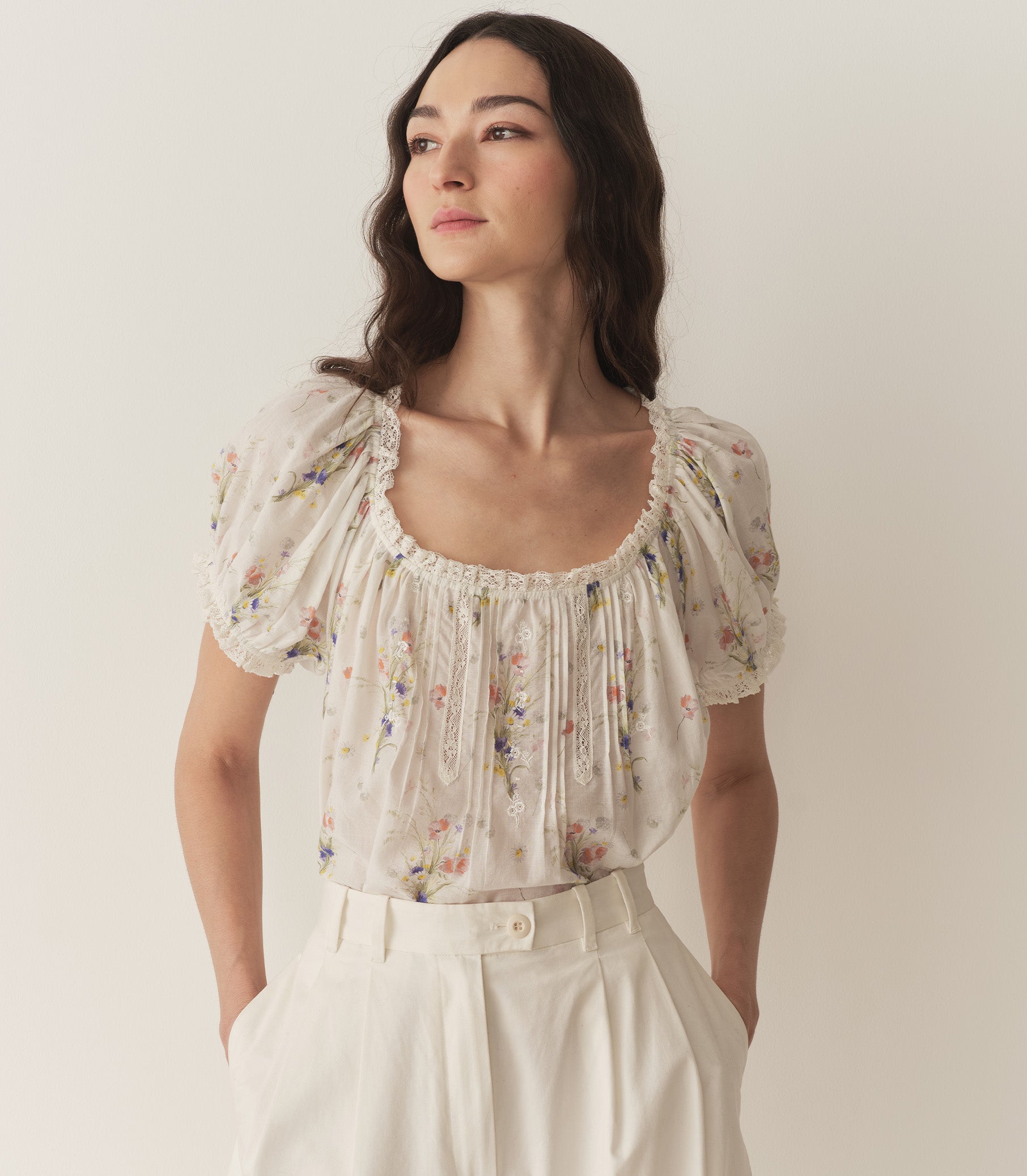 Frederica Top -- Painted Bouquet