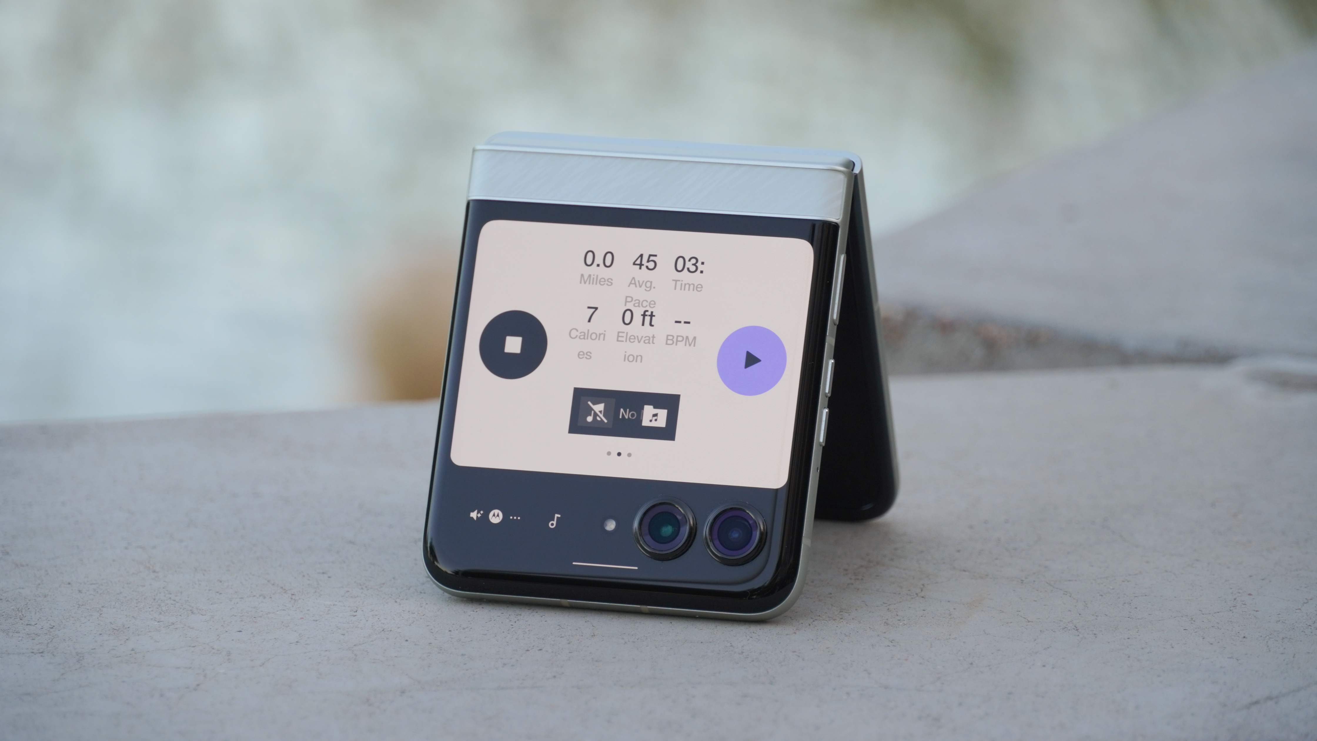 The Motorola Razr 2025 in the Pantone Lightest Sky colorway.