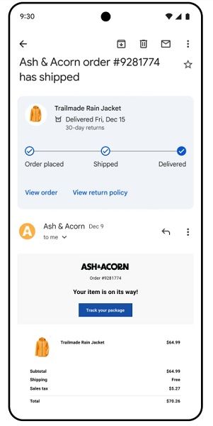 Gmail will now prominently show a store's return privacy information when available.