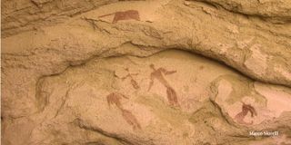Researchers discovered 5,000-year-old rock art on the ceiling of a cave in the Egyptian Sahara desert.