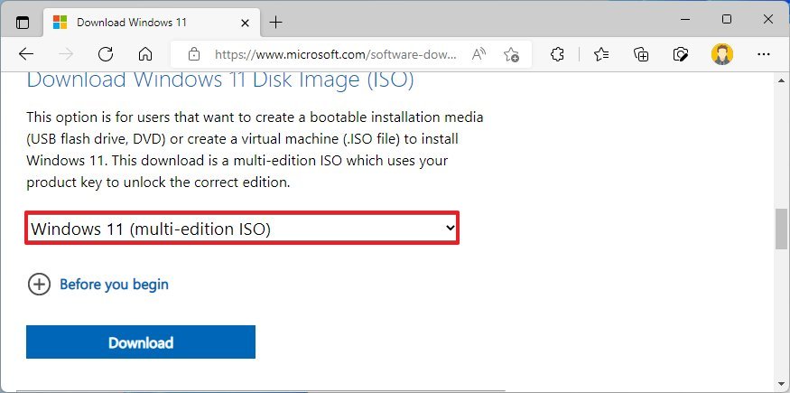Загрузка Windows 11 версии 22H2 ISO