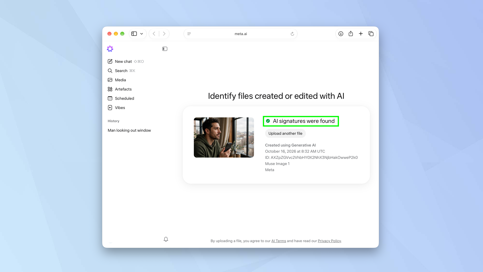 Find out if images have been created by Meta AI