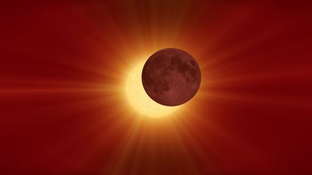 Sky, Red, Celestial event, Atmosphere, Astronomical object, Orange, Atmospheric phenomenon, Daytime, Moon, Yellow, 