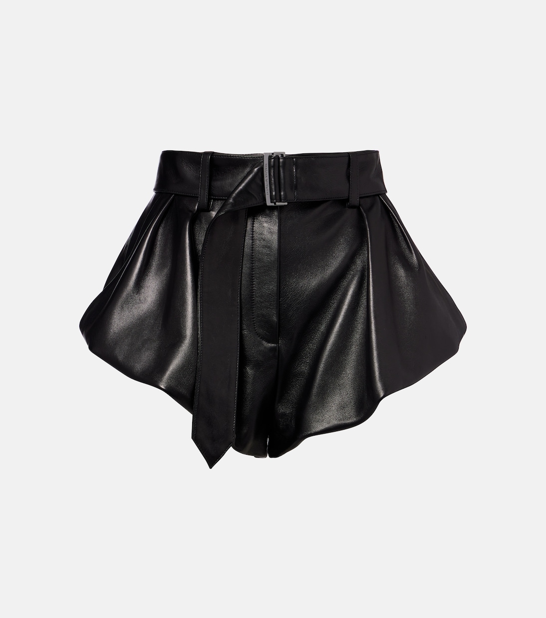 Belted High-Rise Leather Micro Shorts