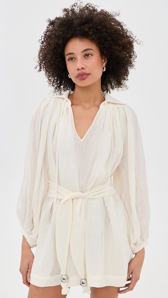 Poet Mini Dress - White Organic Gauze