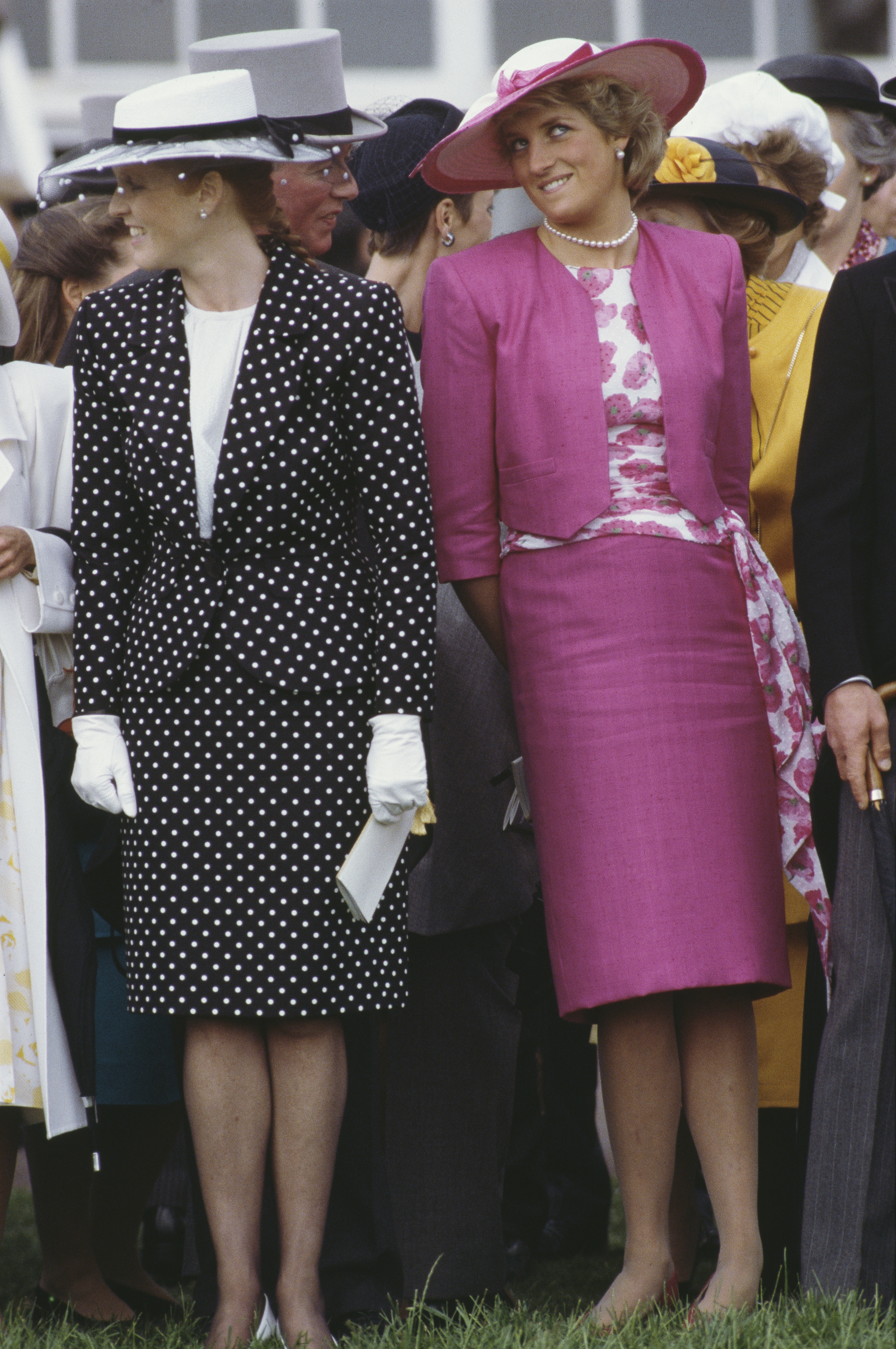 Princess Diana and Sarah Ferguson attend the Epsom Derby on June 3, 1987
