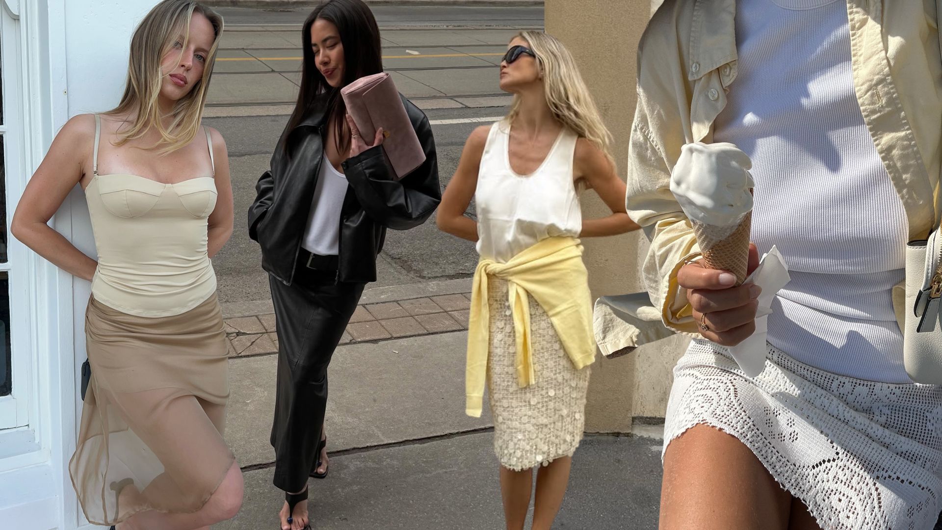 An image of the biggest summer skirt trends.