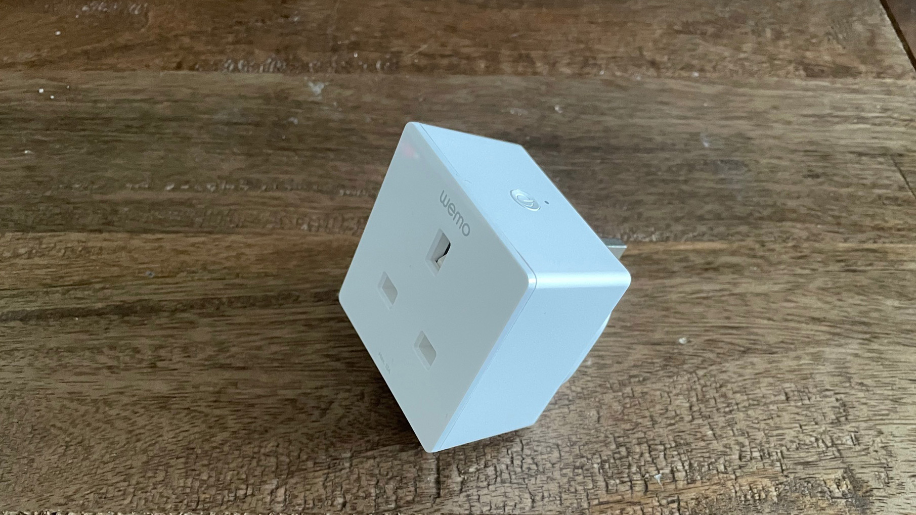 Wemo Wifi smart plug on a table