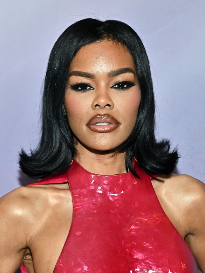 Teyana Taylor at the 28th Costume Designers Guild Awards held at The Ebell on February 12, 2026 in Los Angeles, California with a flicked-out bob hairstyle