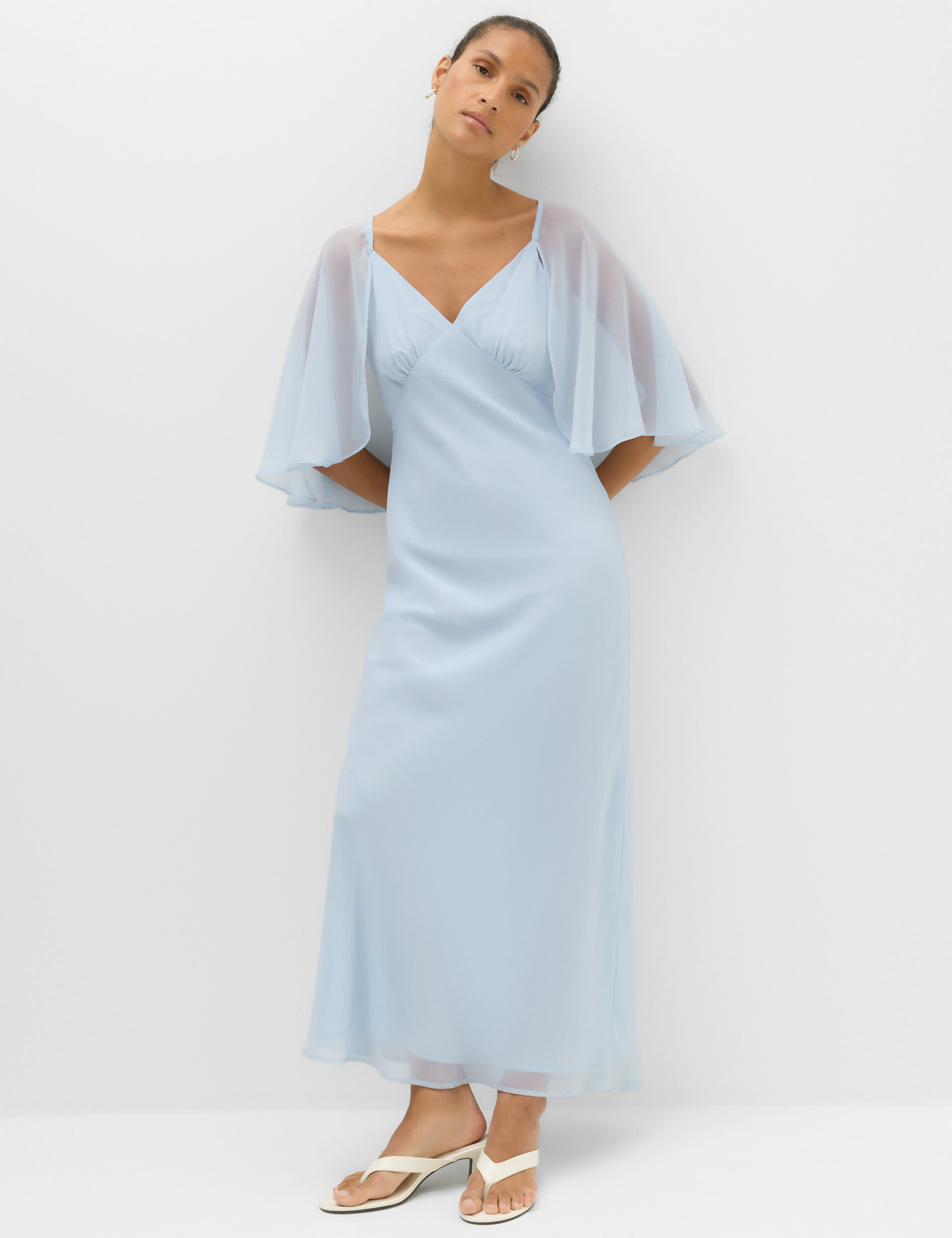 Cape V-Neck Maxi Dress