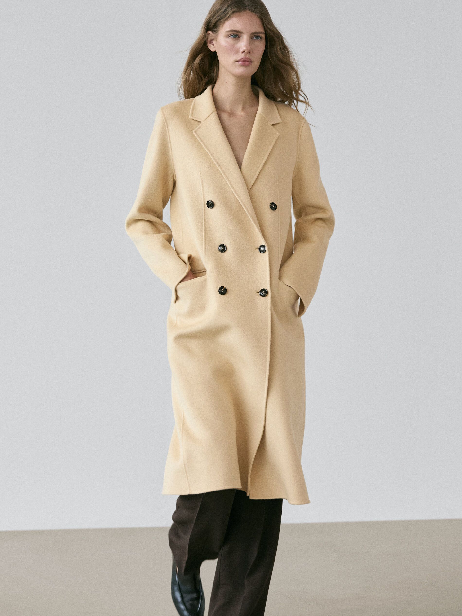 Long Wool Blend Surplice Coat