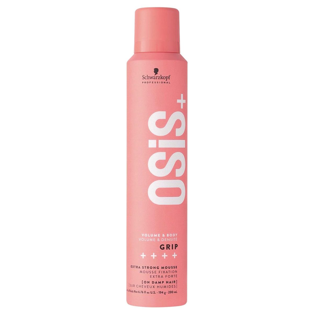 Schwarzkopf Professional Osis Grip Hair Mousse for Straight Wavy Curly Hair Maximising Volume and Bounce Calms Frizz Heat Protection Extra Strong Hold 200 Ml