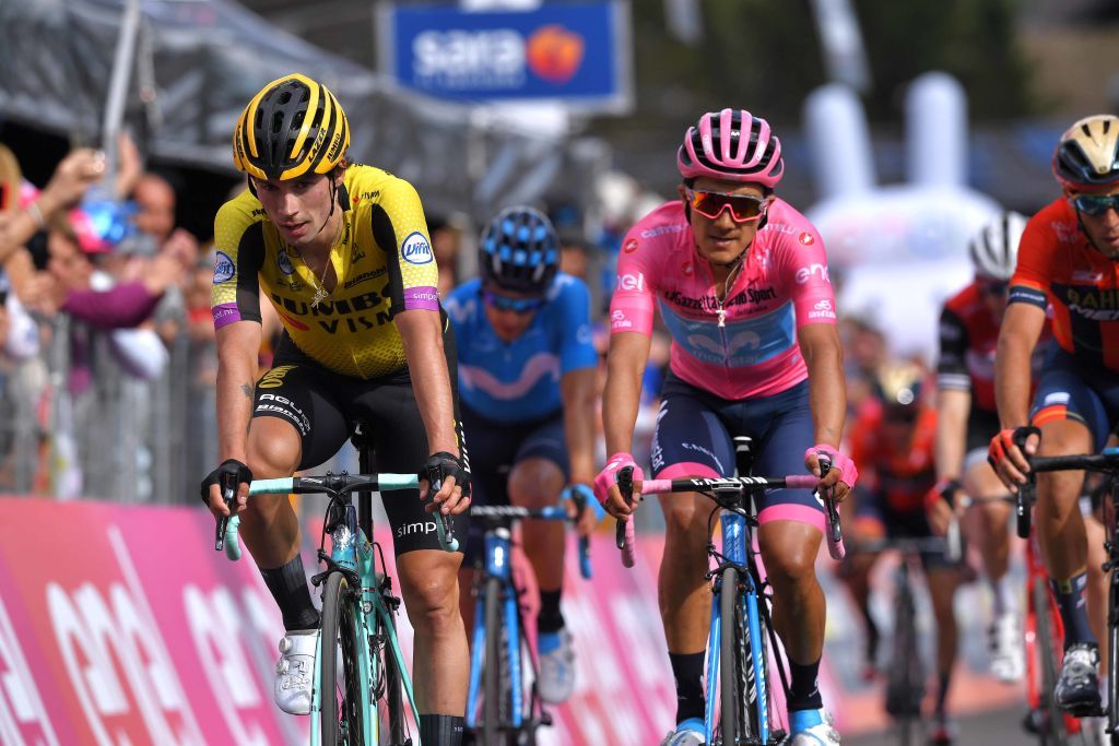 Roglic and Carapaz cross the line