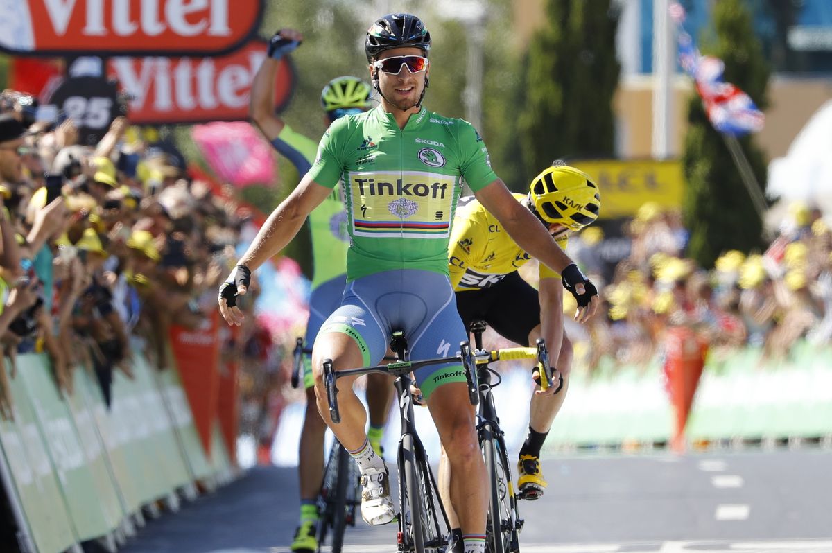 Peter Sagan (Tinkoff) celebrates another stage win